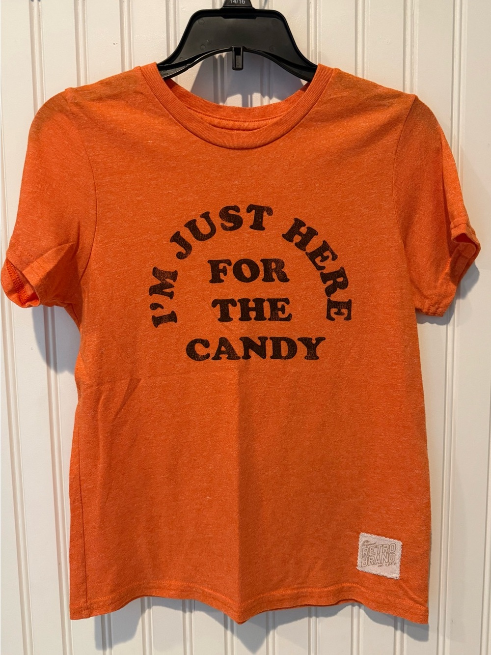Original Retro Brand Kids Orange Graphic Tee "I'm Just Here For The Candy"